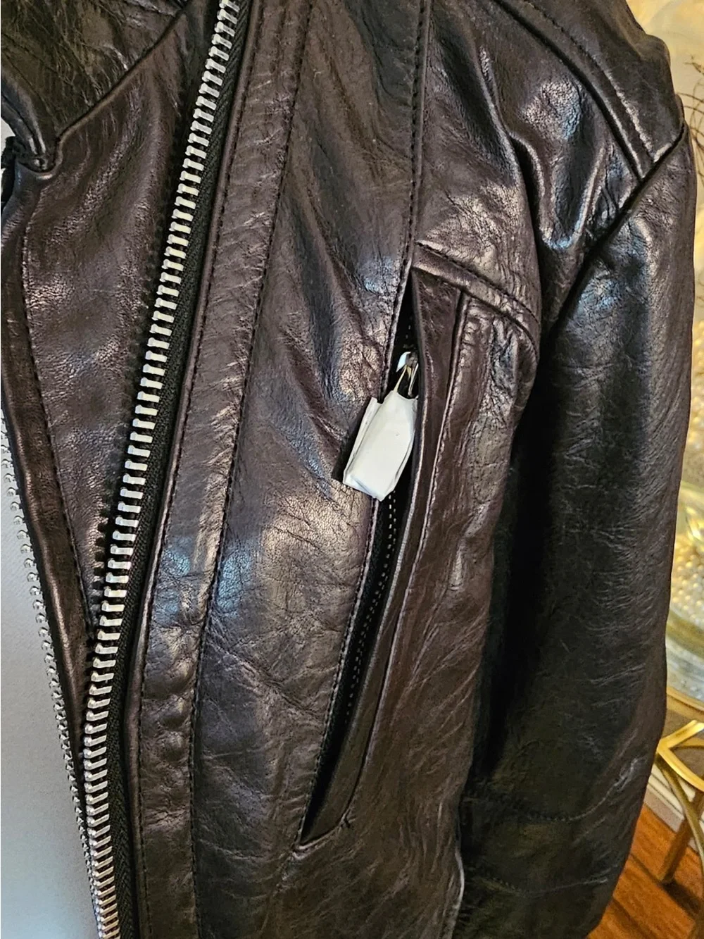 NWT Rogue Black Leather Jacket with Silver Zippers